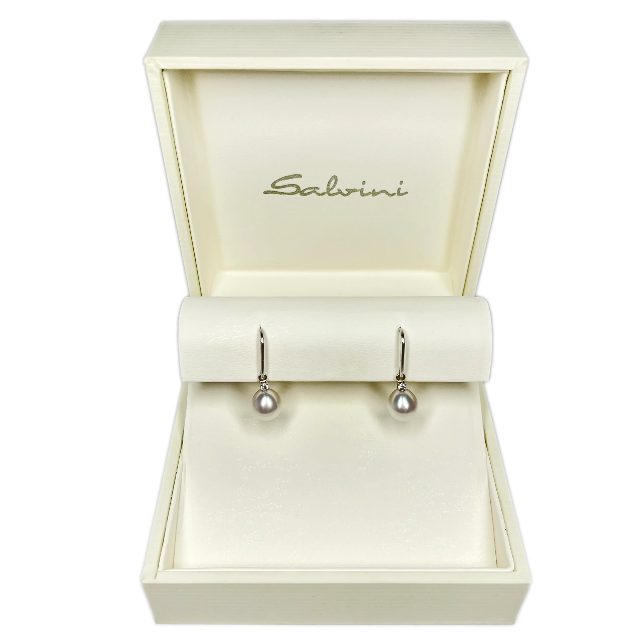 Salvini 18k White Gold Diamonds Pearls Ladies Earrings - Image 6