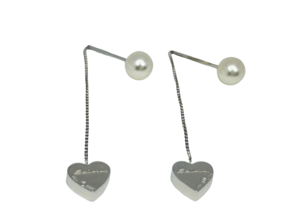Salvini 18k White Gold Diamonds Pearls Ladies Earrings - Image 5