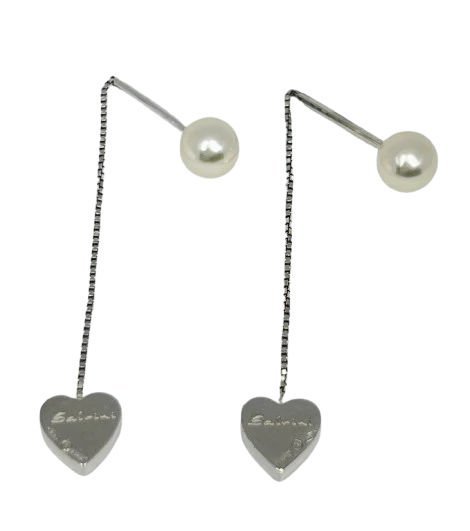 Salvini 18k White Gold Diamonds Pearls Ladies Earrings - Image 6