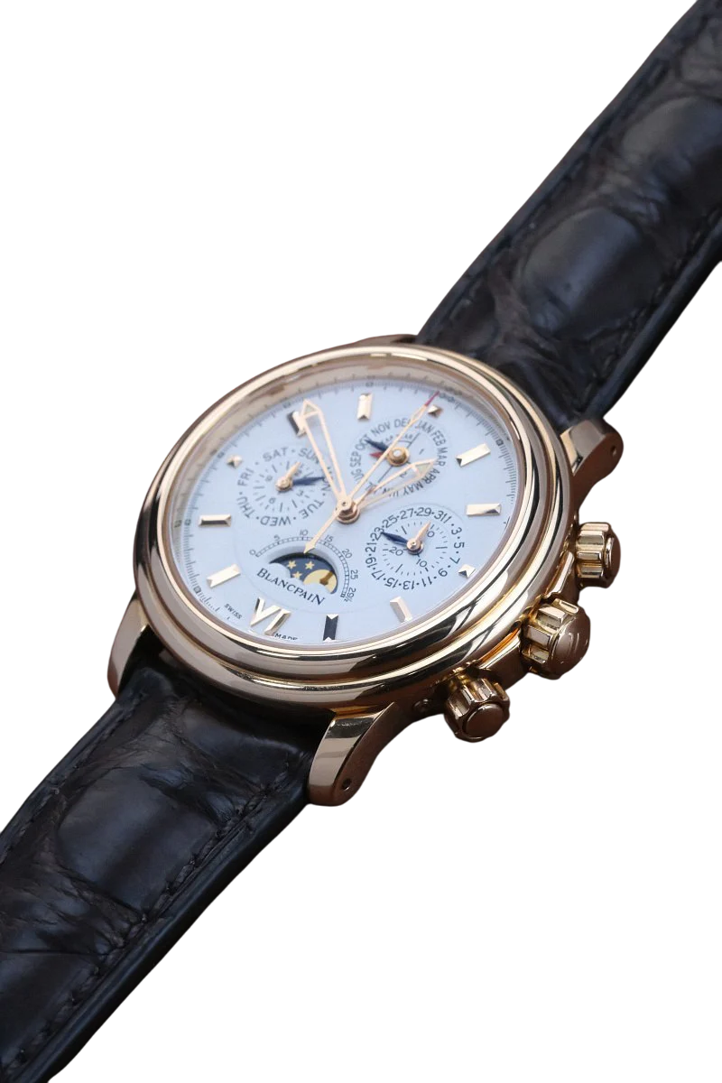 Blancpain Leman Chronograph Perpetual Calendar 18K Yellow Gold Men's Watch - Image 4