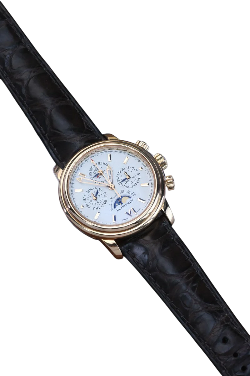 Blancpain Leman Chronograph Perpetual Calendar 18K Yellow Gold Men's Watch - Image 6