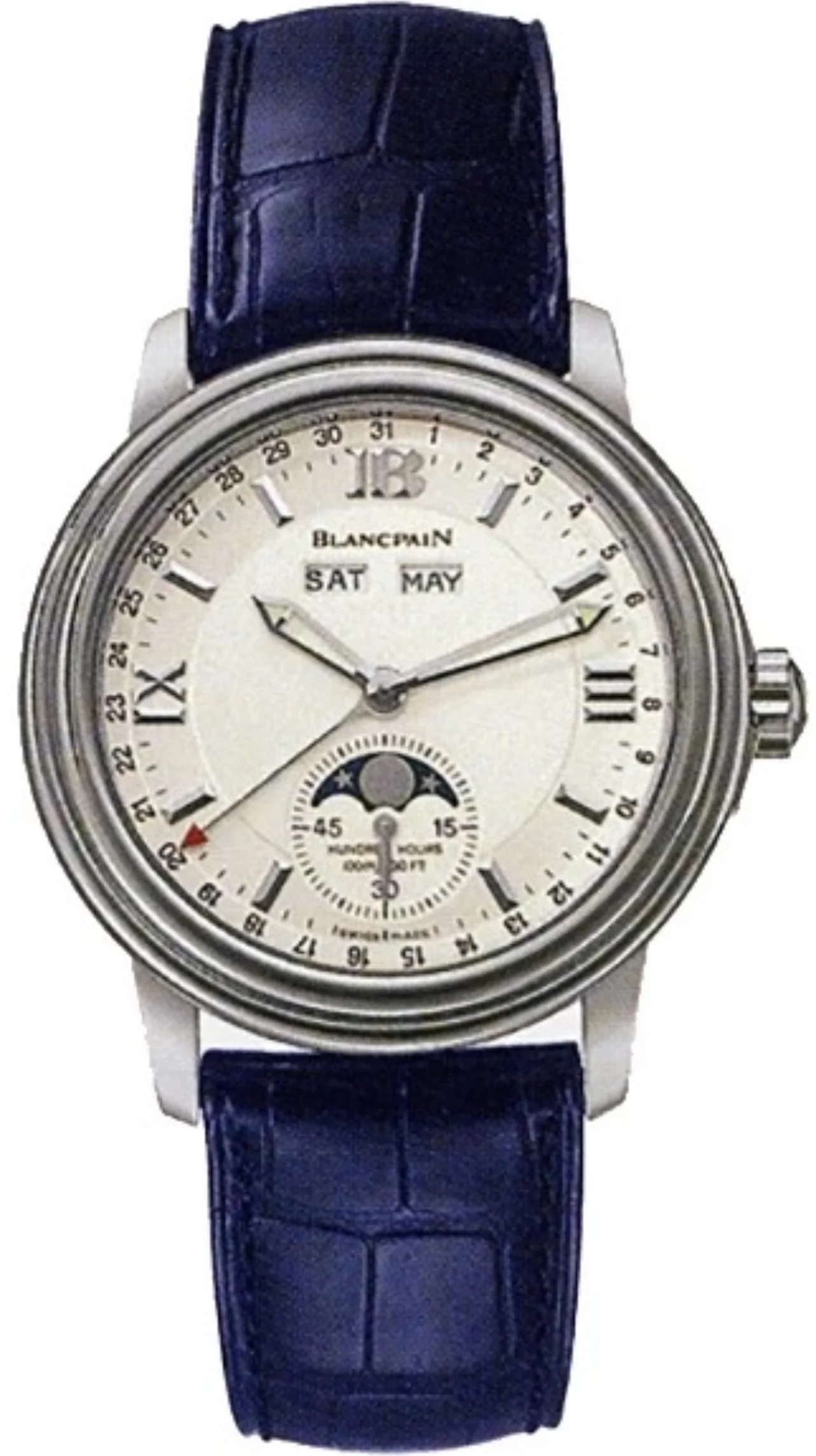 Blancpain Leman Moon Phase Complete Calendar 18K White Gold Men's Watch