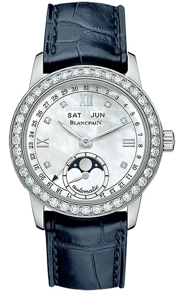 Blancpain Léman Moon Phase Complete Calendar Stainless Steel & Diamonds Lady's Watch