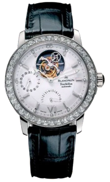 Blancpain Leman Tourbillon Power Reserve 18K White Gold & Diamonds Mens Watch