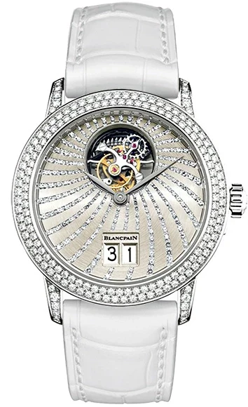 Blancpain Women Collection Tourbillon Grande Date 18K White Gold & Diamonds Lady's Watch
