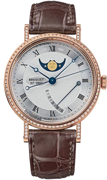 Breguet Classique Moon Phase 18k Rose Gold & Diamonds Men's Watch
