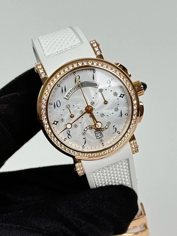 Breguet Marine Chronograph 18K Rose Gold & Diamonds Lady's Watch - Image 3