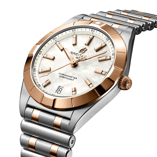 Breitling Chronomat Stainless Steel & 18K Red Gold & Diamonds Lady's Watch - Image 2
