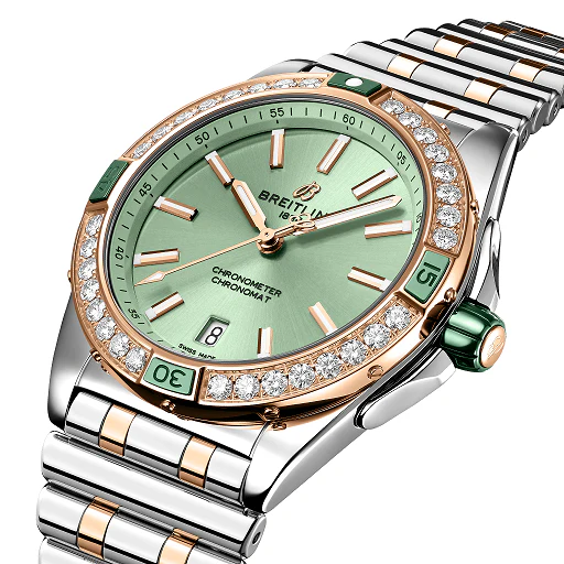 Breitling Chronomat Stainless Steel & 18K Red Gold & Diamonds Lady's Watch - Image 2