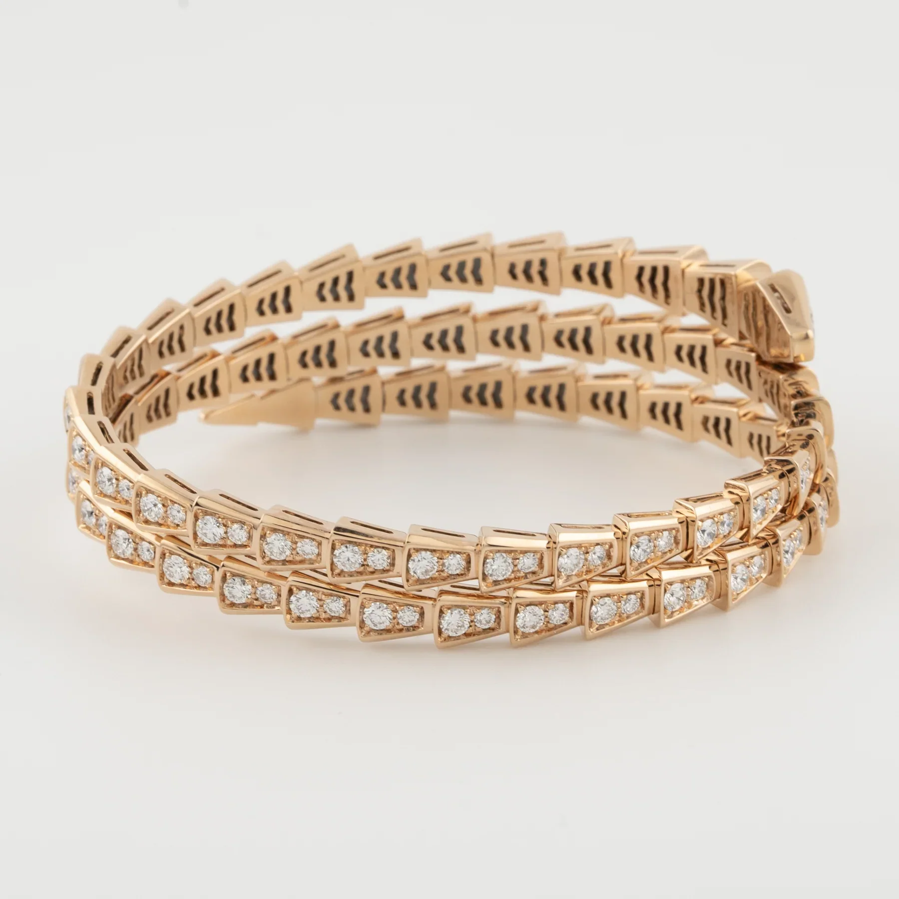 Bulgari 18K Rose Gold Serpenti Viper Two-Coil Full-Pavé Diamond Lady's Bracelet - Image 2