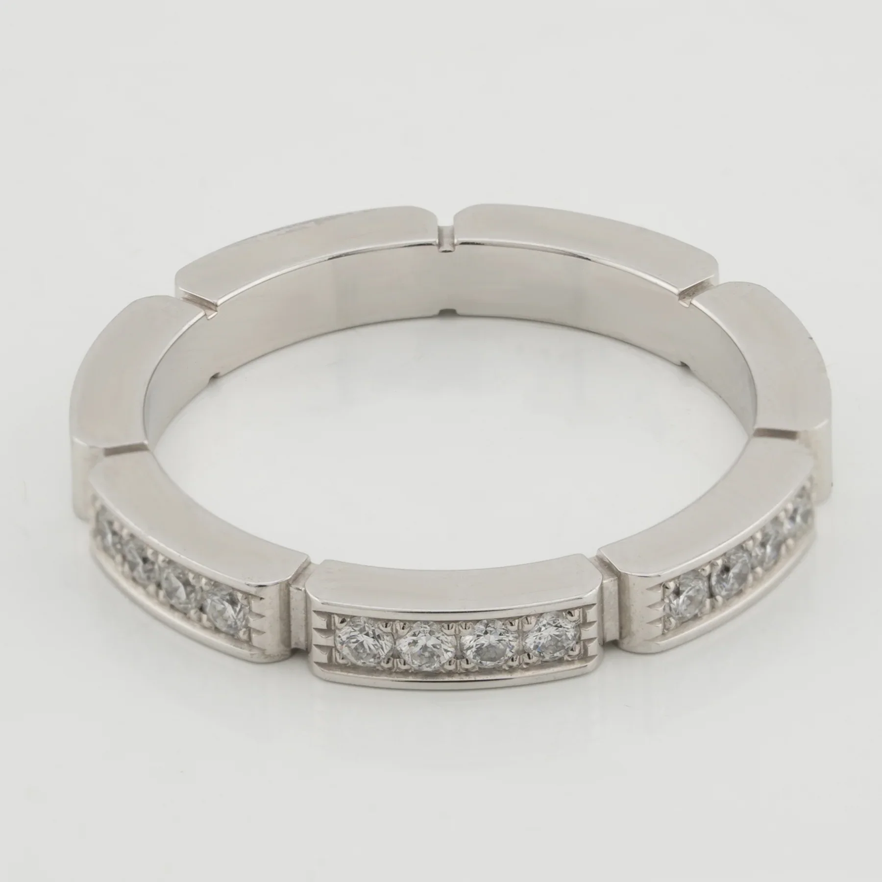 Cartier 18K White Gold Half-Paved Diamond Maillon Panthere Wedding Band Lady's Ring - Image 2