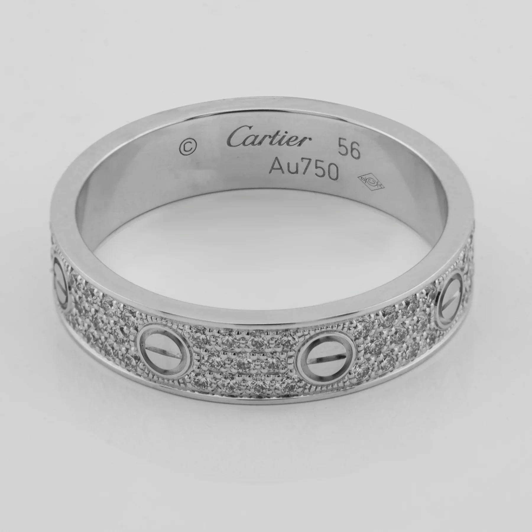 Cartier 18K White Gold Love Diamond-Paved Lady's Ring - Image 2