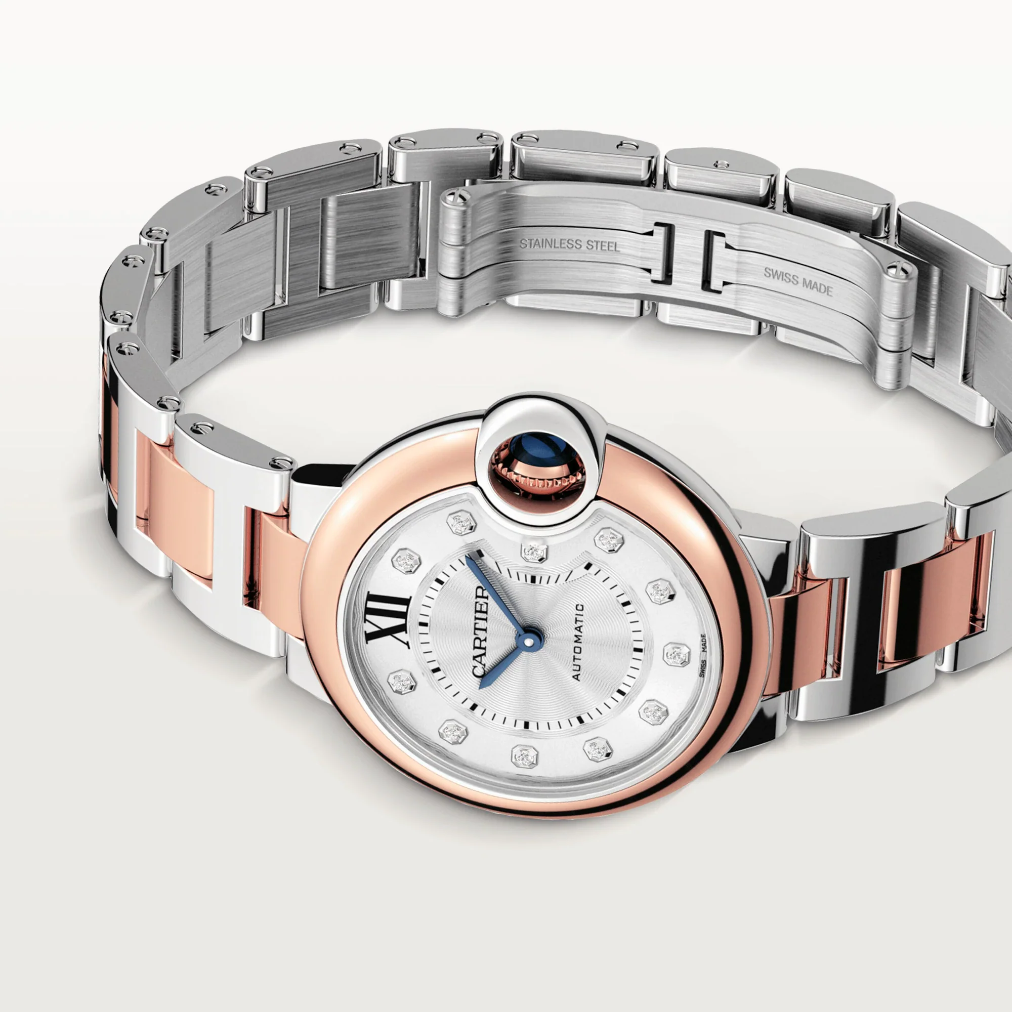 Cartier Ballon Bleu 33 mm Stainless steel & Rose Gold & Diamonds Lady's Watch - Image 4