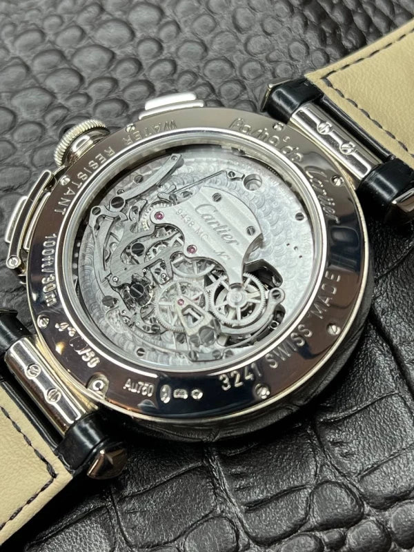 Cartier Pasha Flying Tourbillon Skeleton Chronograph 18K White Men's Watch - Image 6