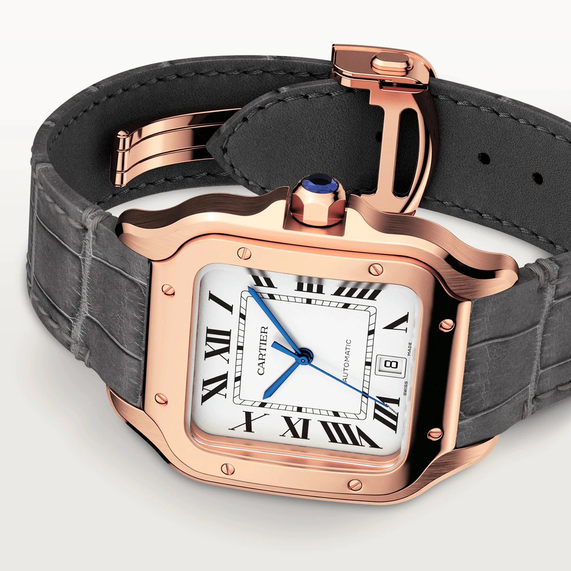 Cartier Santos 18K Rose Gold Men's Watch - Image 4