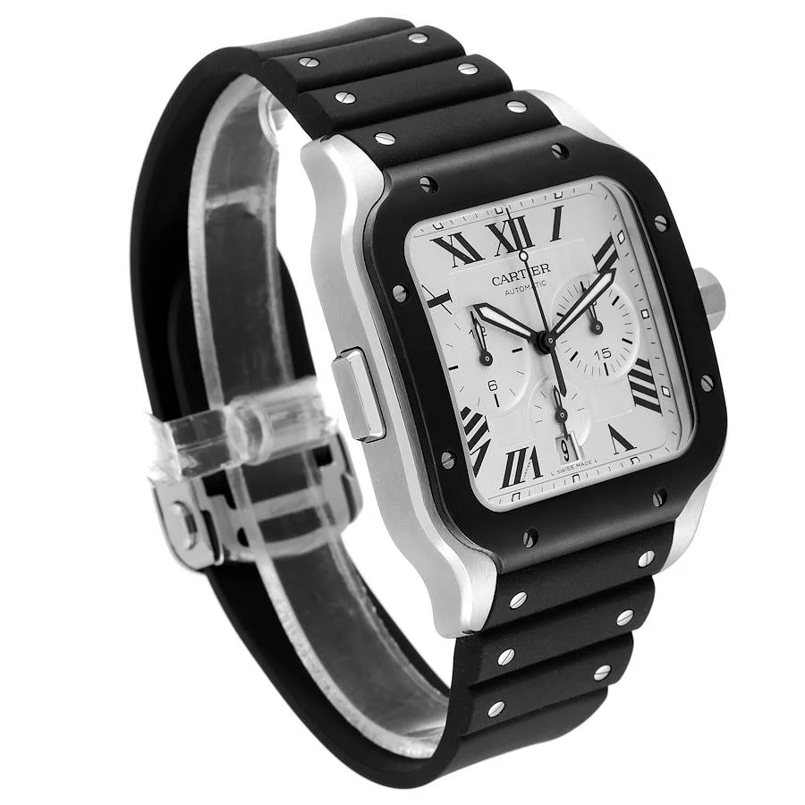 Cartier Santos Chronograph Black Stainless Steel Men's Watch - Image 7