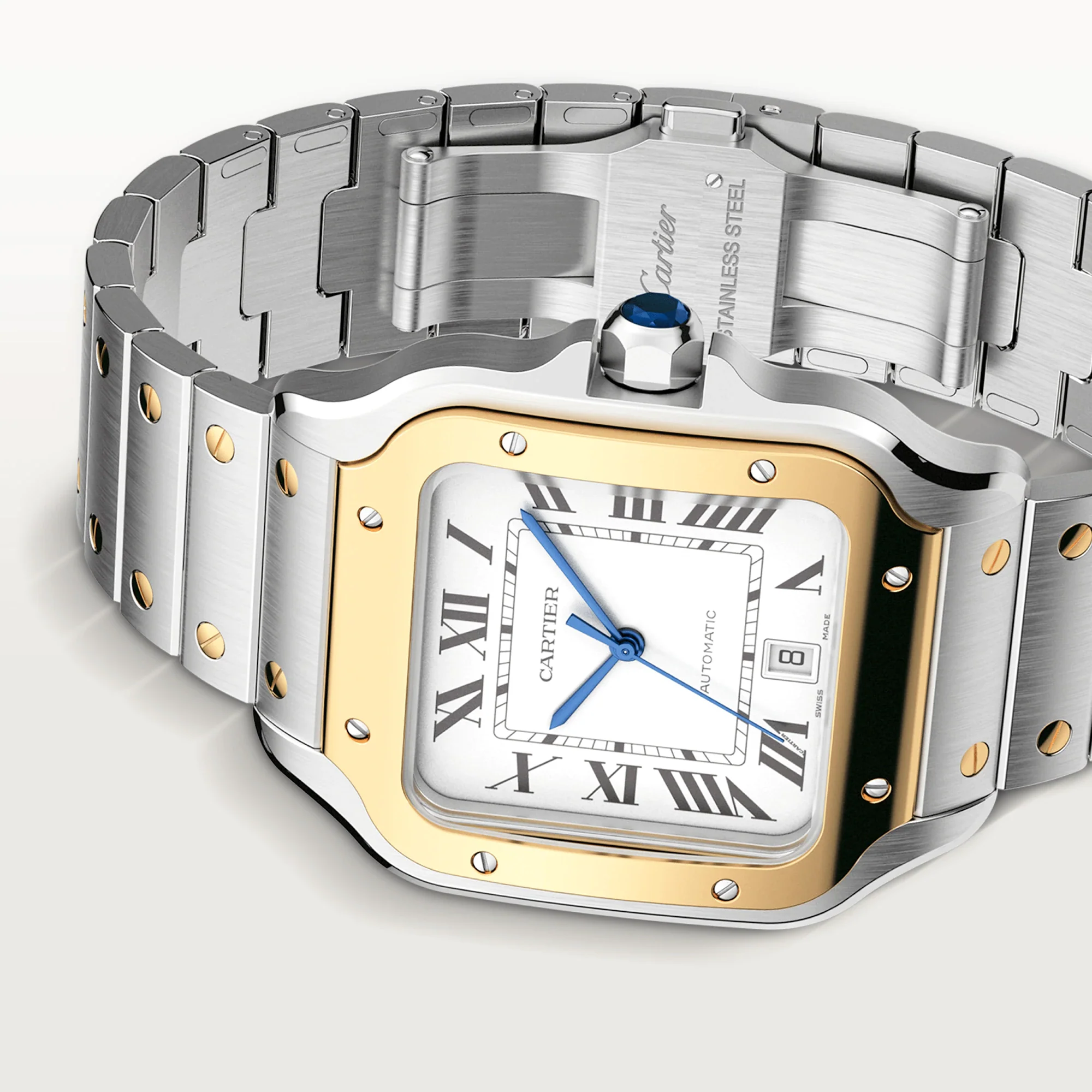 Cartier Santos Stainless Steel & 18K Yellow Gold Men's Watch - Image 4