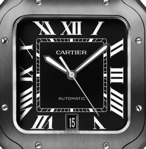 Cartier Santos Black ADLC Stainless Steel Men's Watch - Image 2