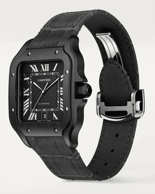 Cartier Santos Black ADLC Stainless Steel Men's Watch - Image 3