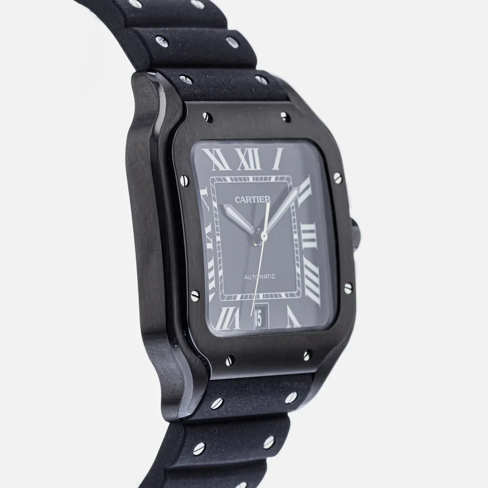 Cartier Santos Black ADLC Stainless Steel Men's Watch - Image 5