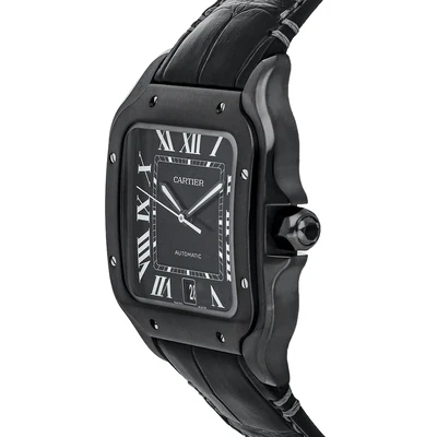 Cartier Santos Black ADLC Stainless Steel Men's Watch - Image 6