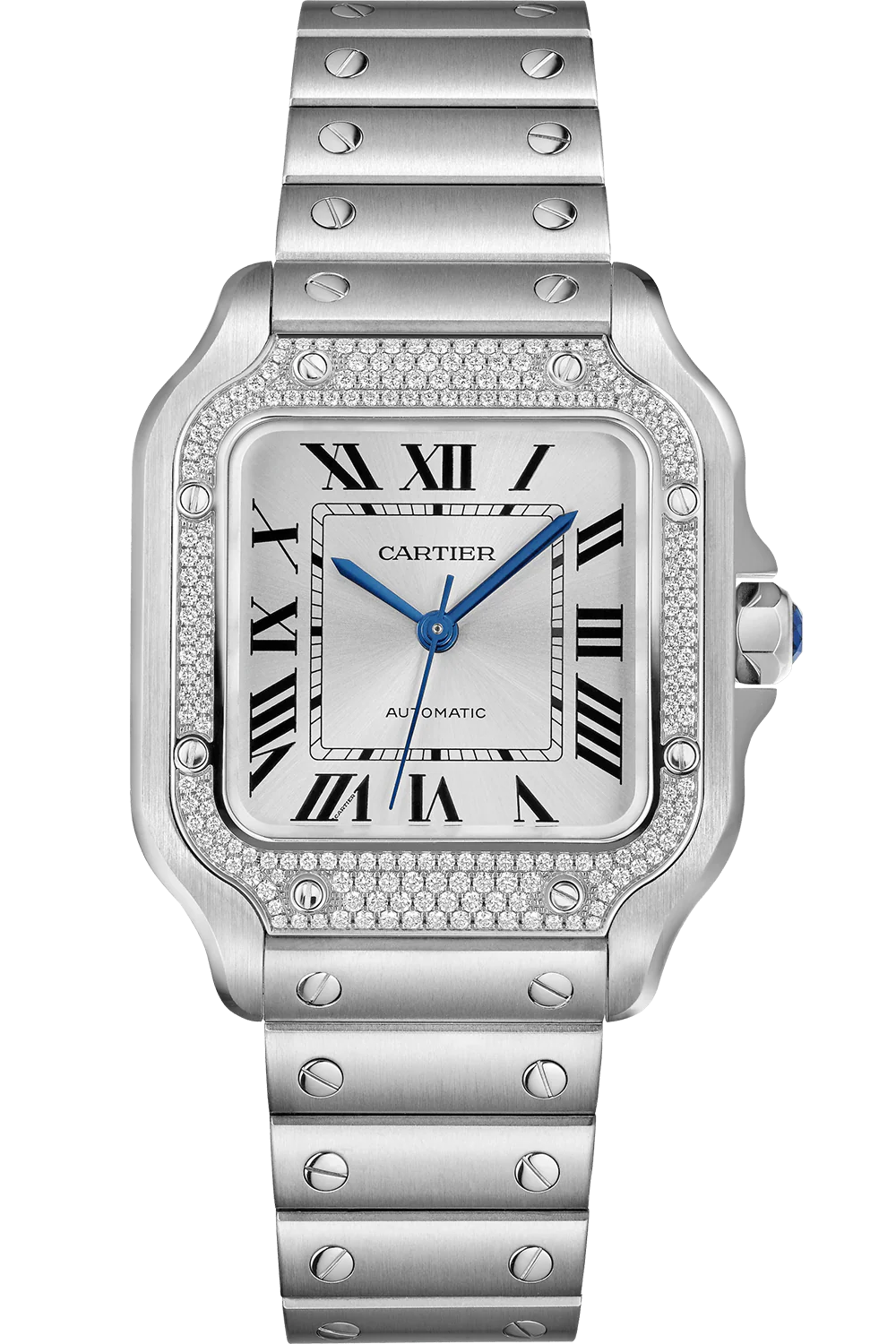 Cartier Santos Stainless Steel & Diamonds Unisex Watch