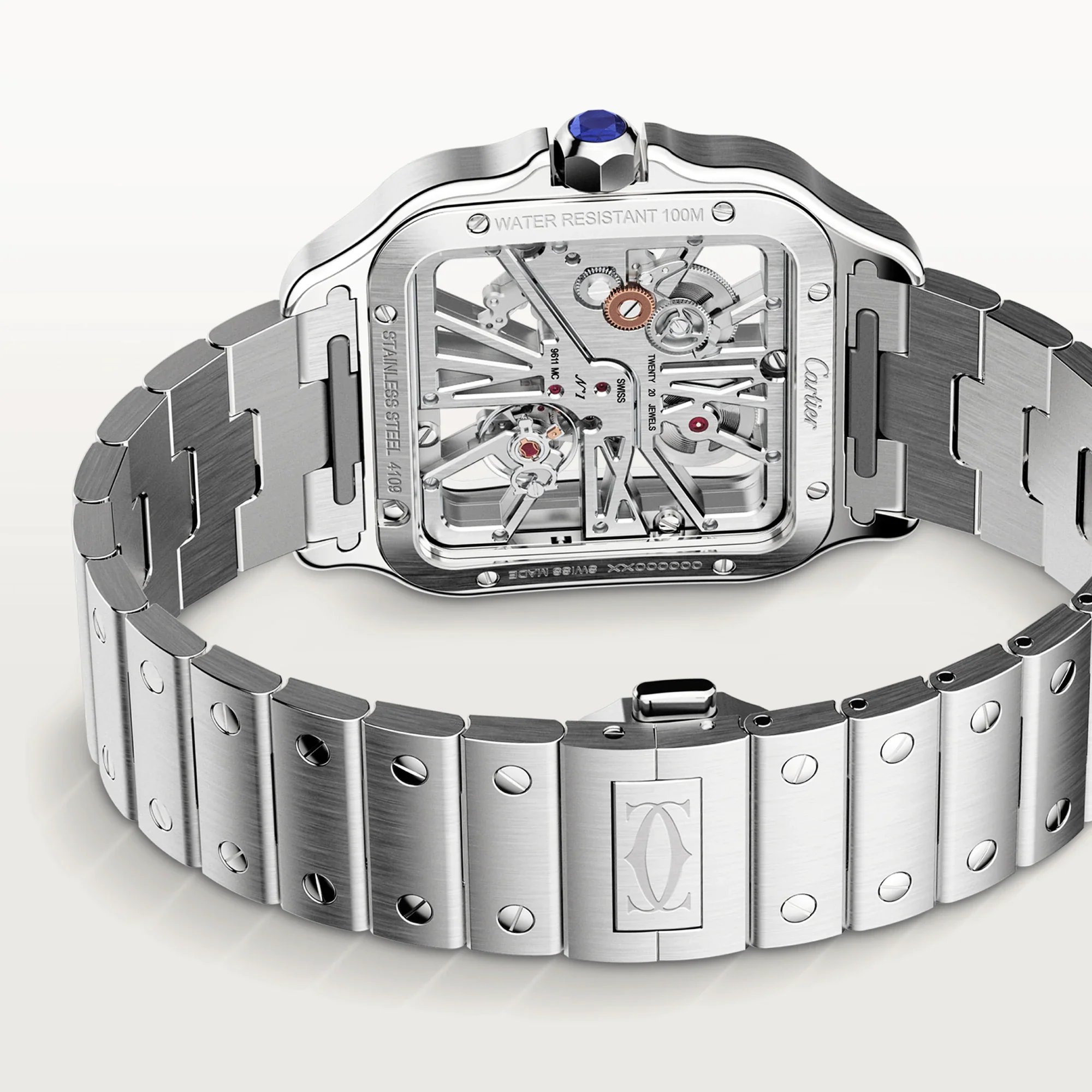 Cartier Santos Stainless Steel Skeleton Men's Watch - Image 3