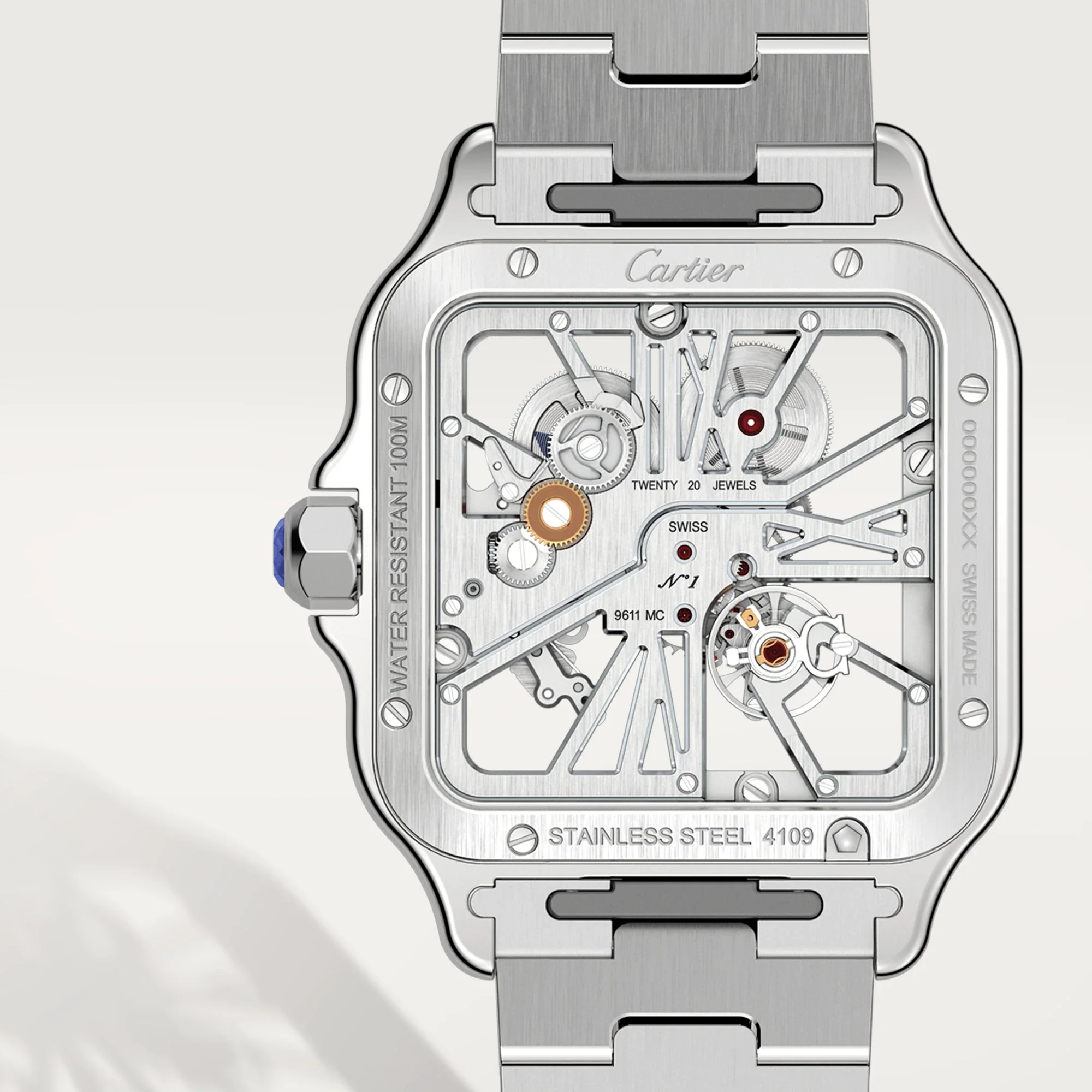 Cartier Santos Stainless Steel Skeleton Men's Watch - Image 7