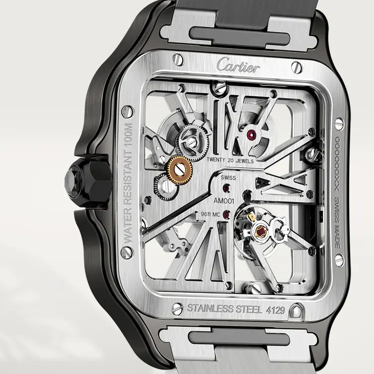 Cartier Santos Stainless Steel Skeleton Men's Watch - Image 3