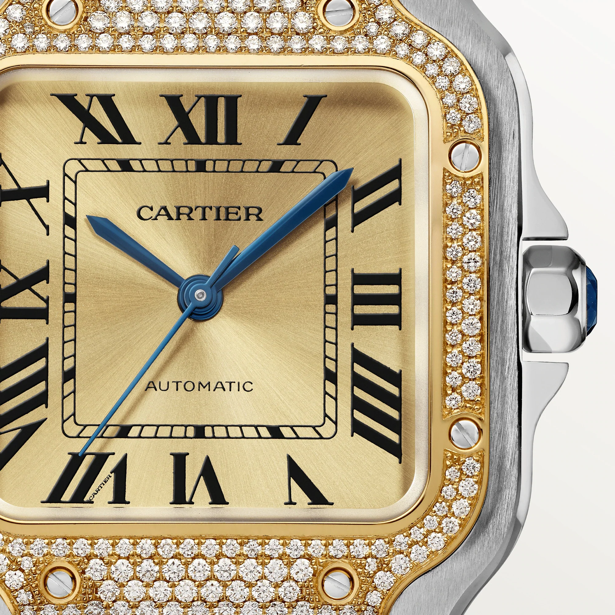 Cartier Santos Stainless Steel & Yellow Gold & Diamonds Unisex Watch - Image 2
