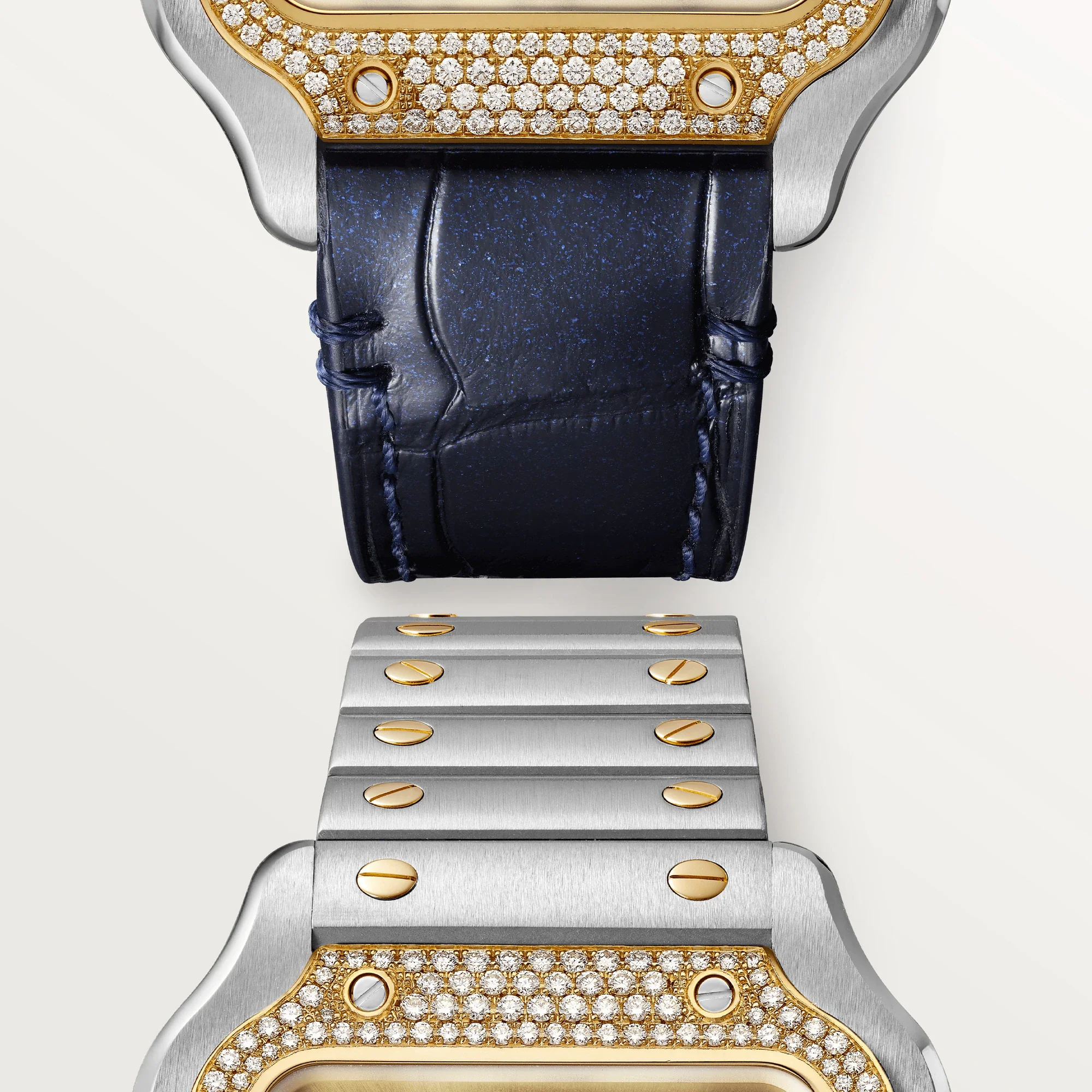 Cartier Santos Stainless Steel & Yellow Gold & Diamonds Unisex Watch - Image 3