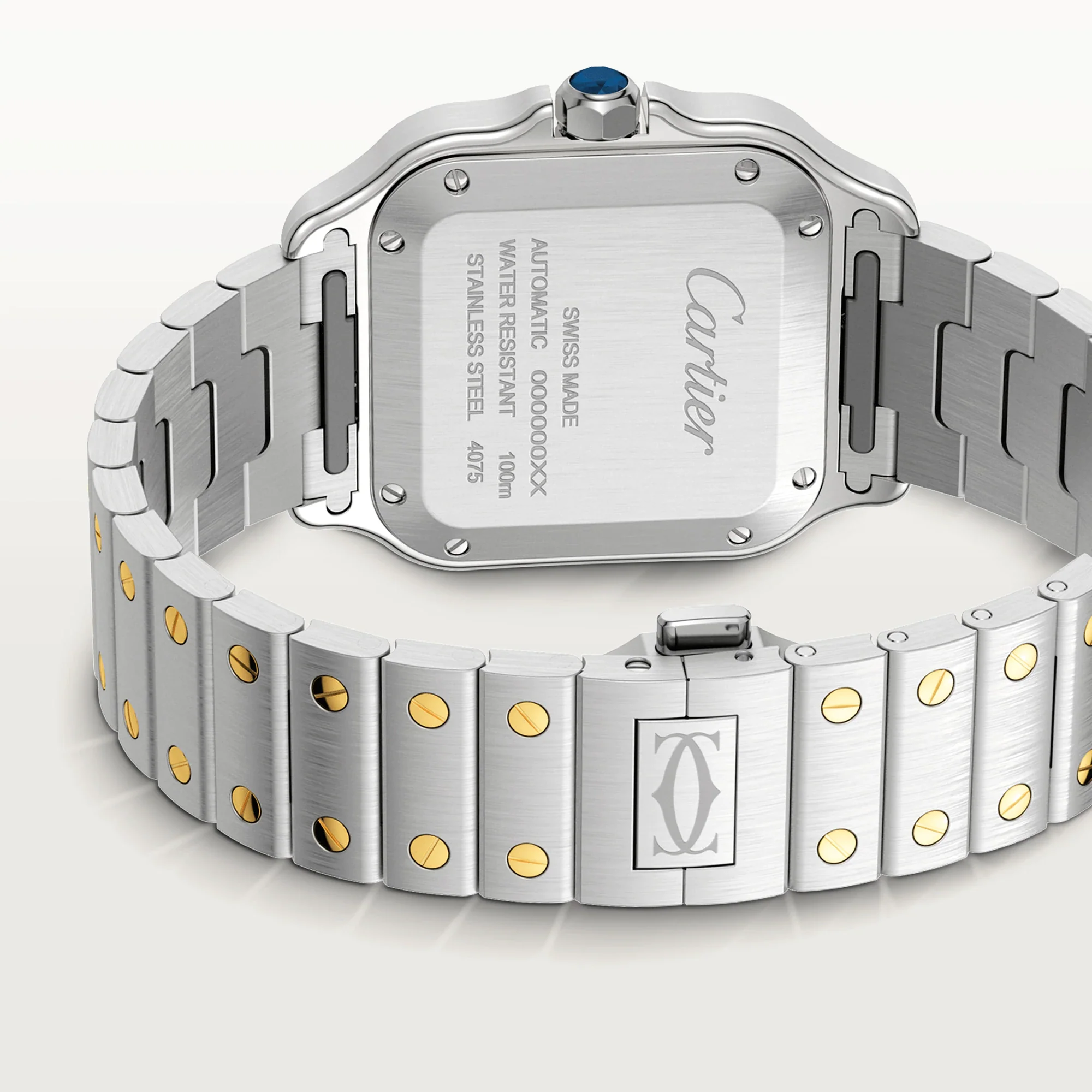 Cartier Santos Stainless Steel & Yellow Gold & Diamonds Unisex Watch - Image 5