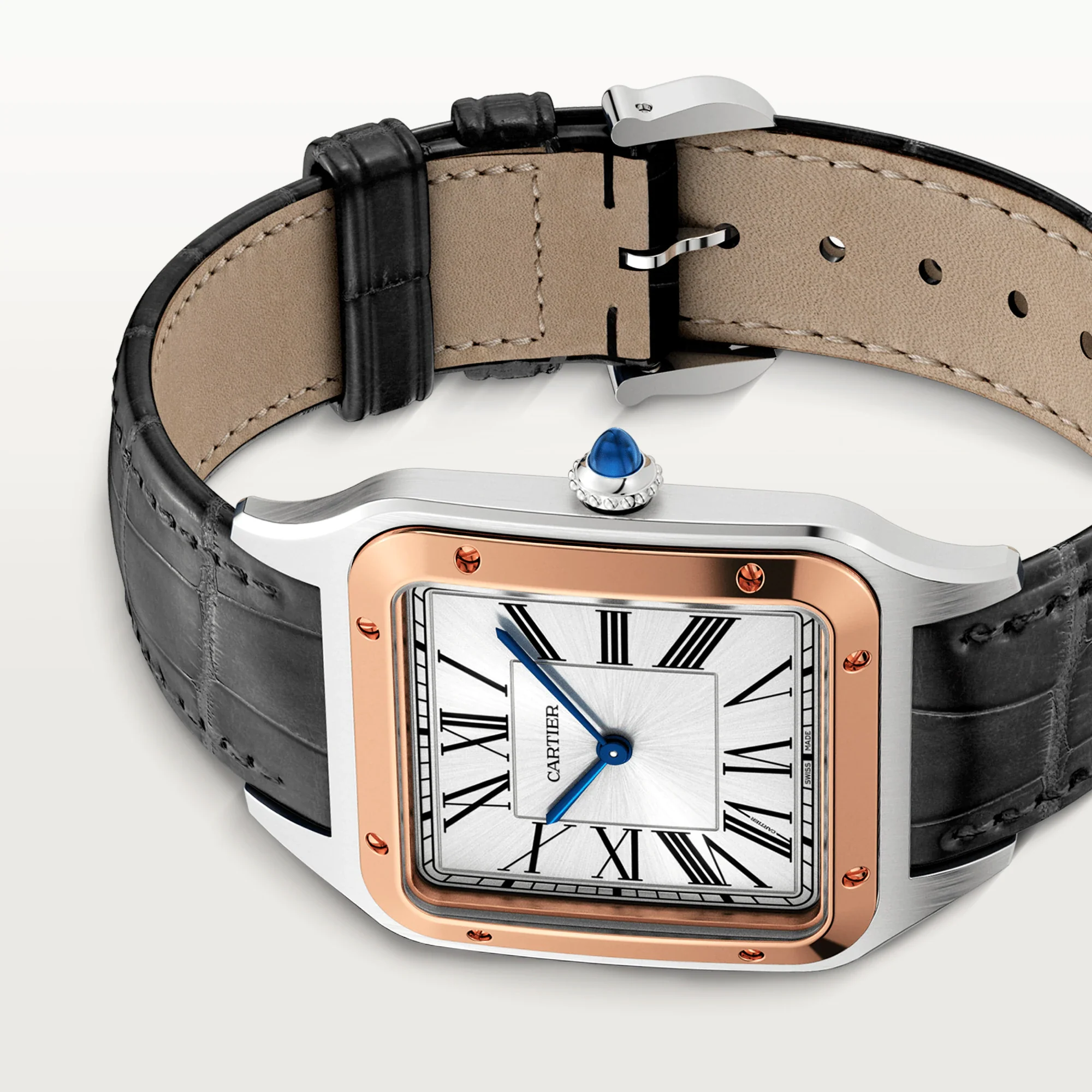 Cartier Santos Stainless Steel & 18K Rose Gold Men's Watch - Image 4