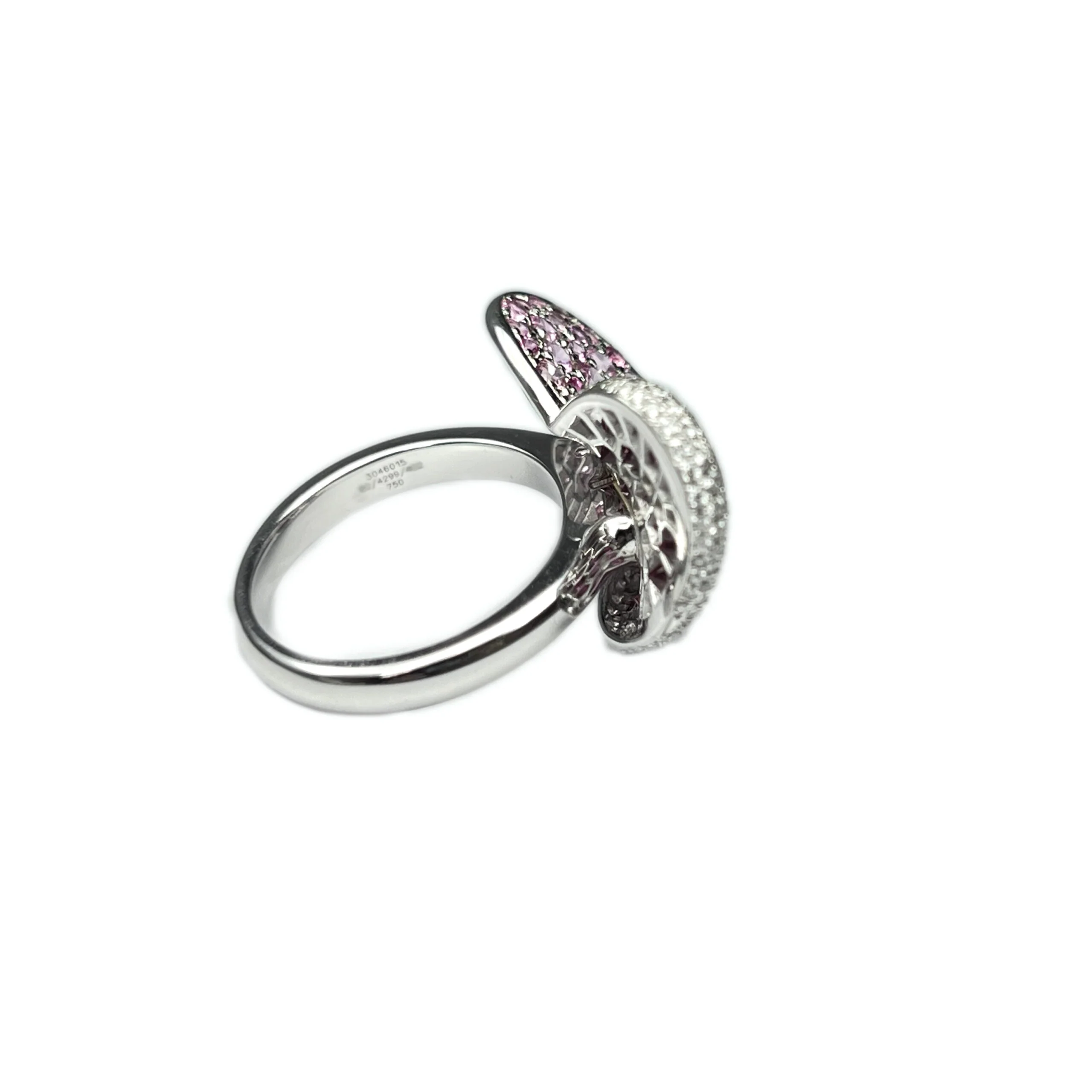 Chopard 18k White Gold Pink Sapphire Ruby Diamond Heart Ladies Ring - Image 6