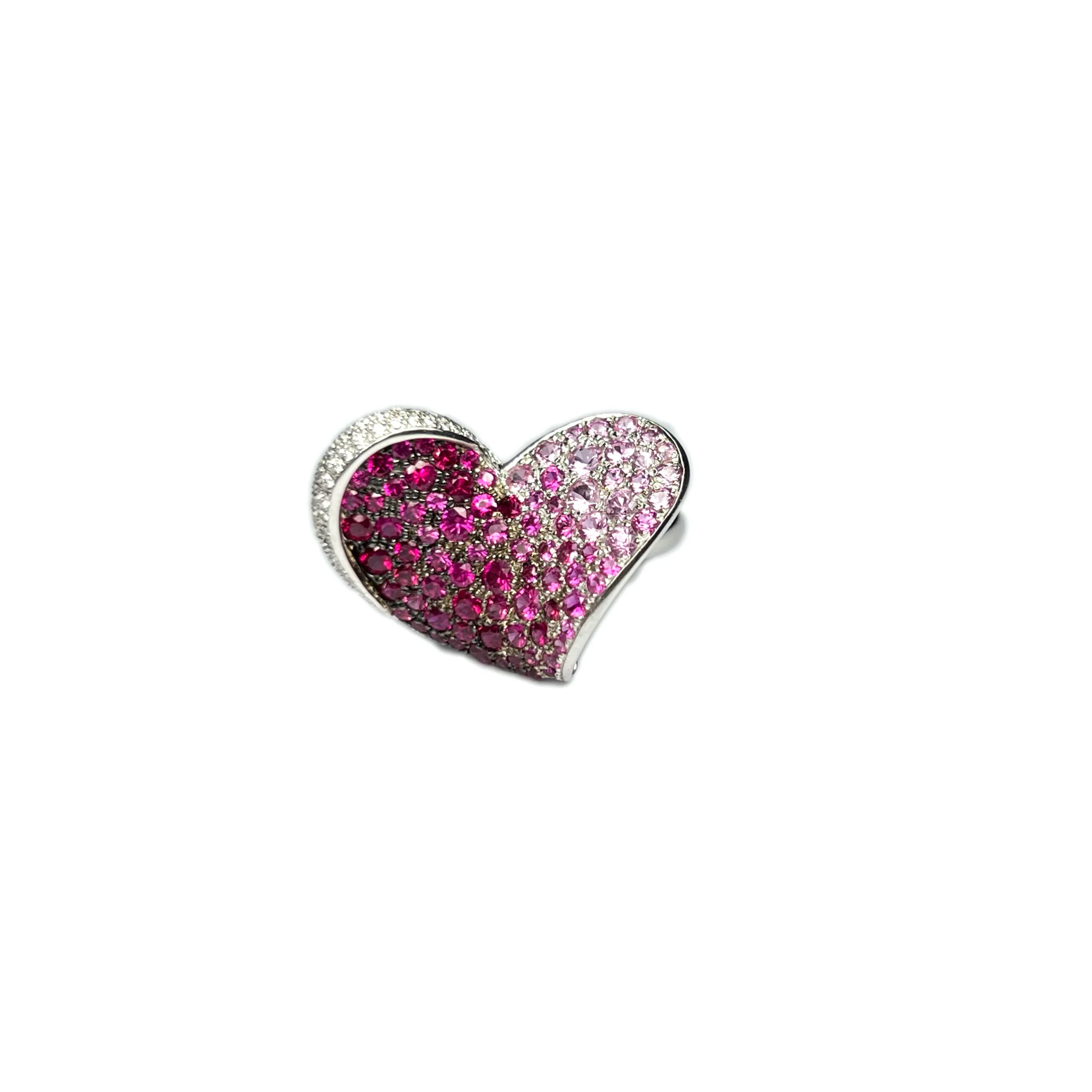 Chopard 18k White Gold Pink Sapphire Ruby Diamond Heart Ladies Ring - Image 7