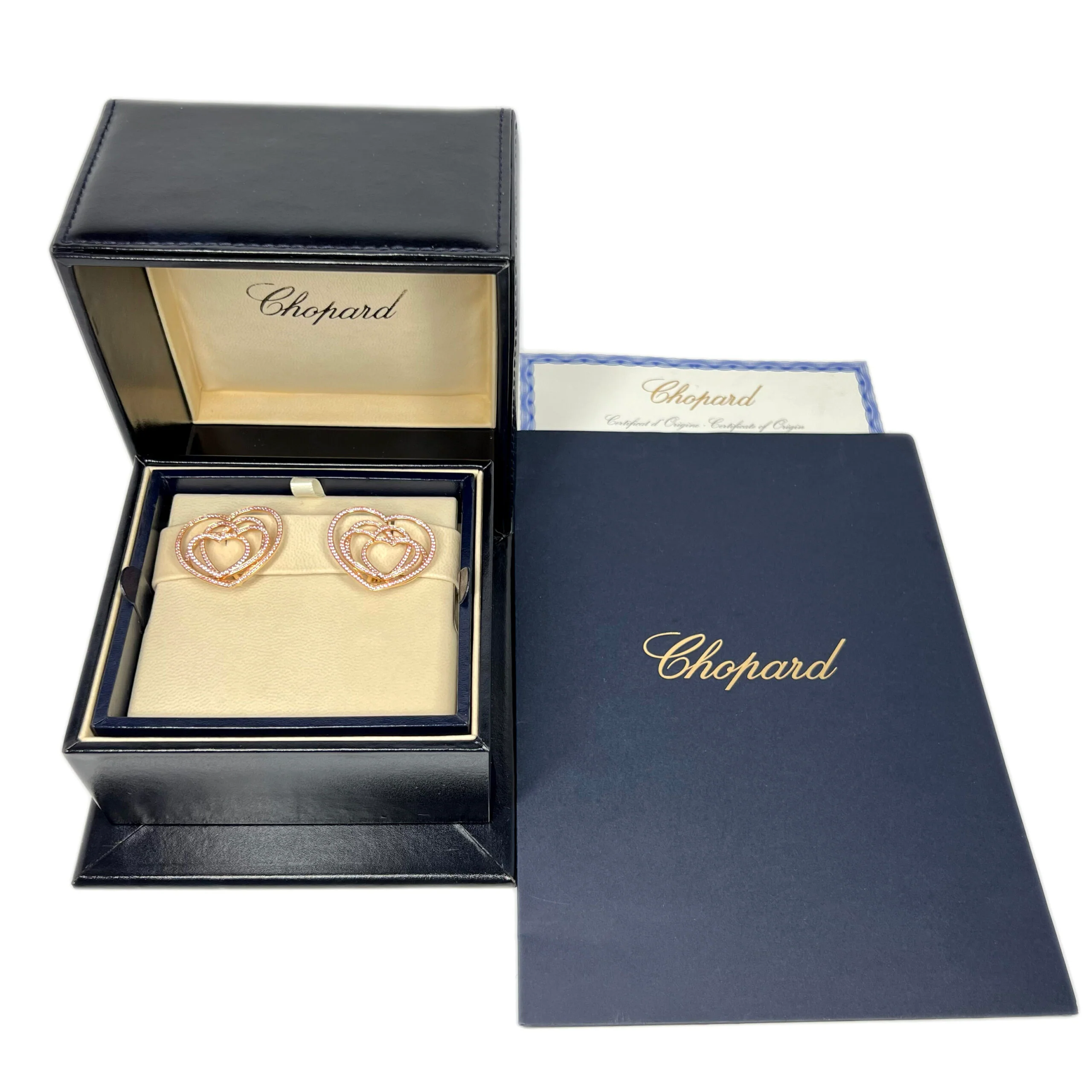 Chopard Cuorissimo Rose Gold Pink Sapphire Heart Ladies Earclips - Image 7