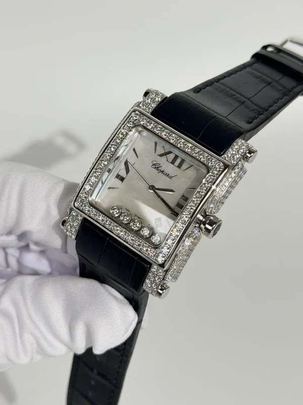 Chopard Happy Sport Square XL 18K White Gold & Diamonds Lady's Watch - Image 2