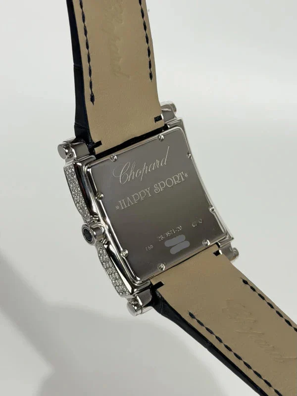 Chopard Happy Sport Square XL 18K White Gold & Diamonds Lady's Watch - Image 6