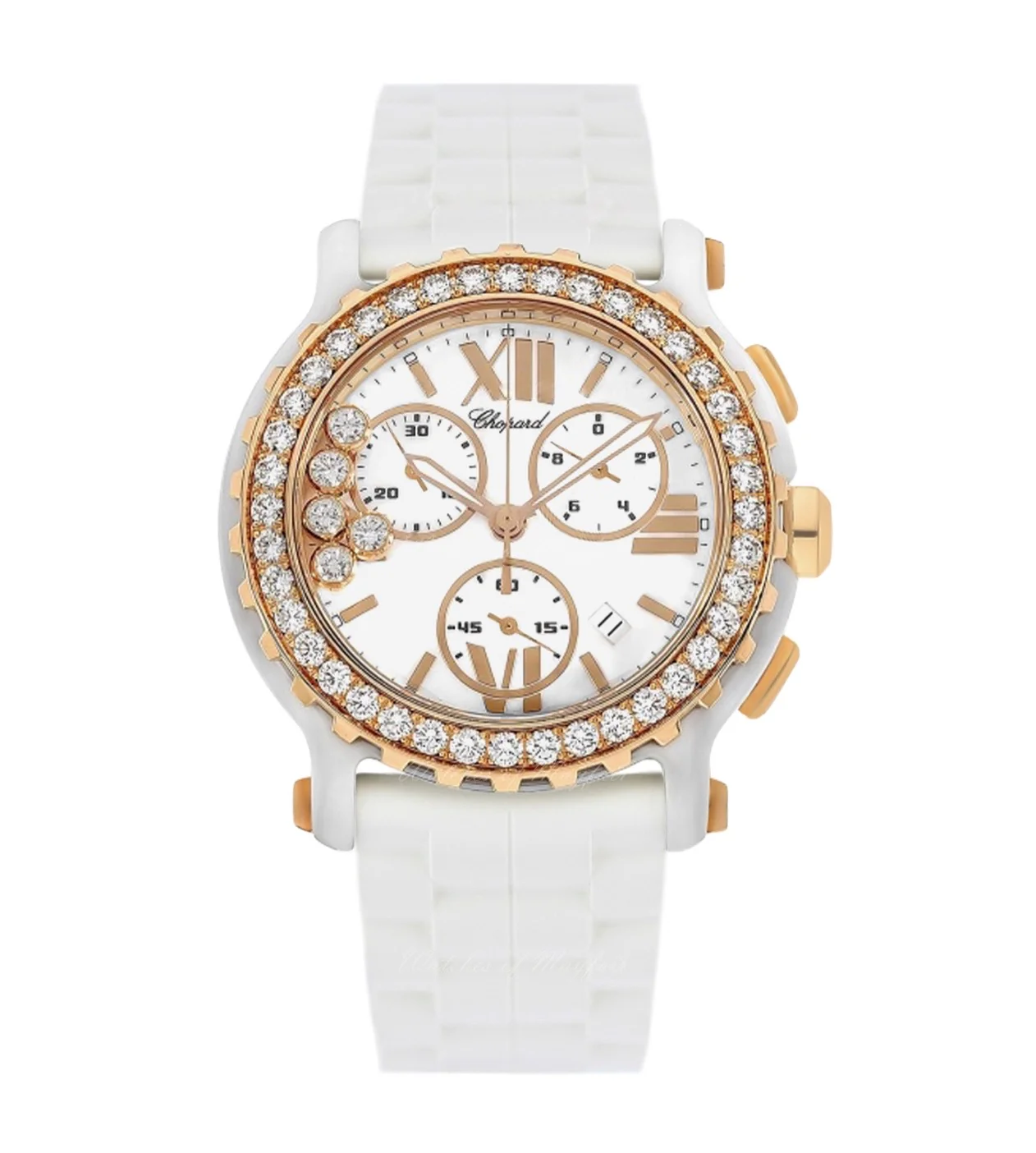 Chopard Happy Sport Chronograph Ceramic & 18K Rose Gold & Diamonds Lady's Watch