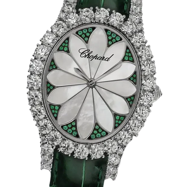 Chopard L'Heure Du Diamant 18K White Gold & Diamonds & Emeralds Lady's Watch