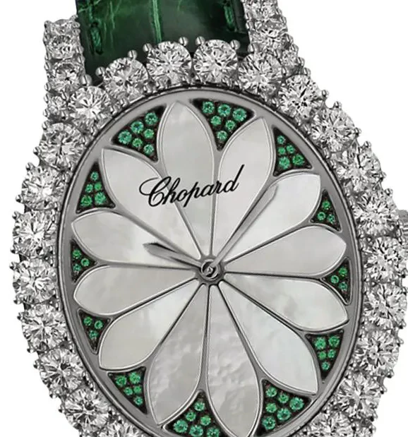 Chopard L'Heure Du Diamant 18K White Gold & Diamonds & Emeralds Lady's Watch - Image 2