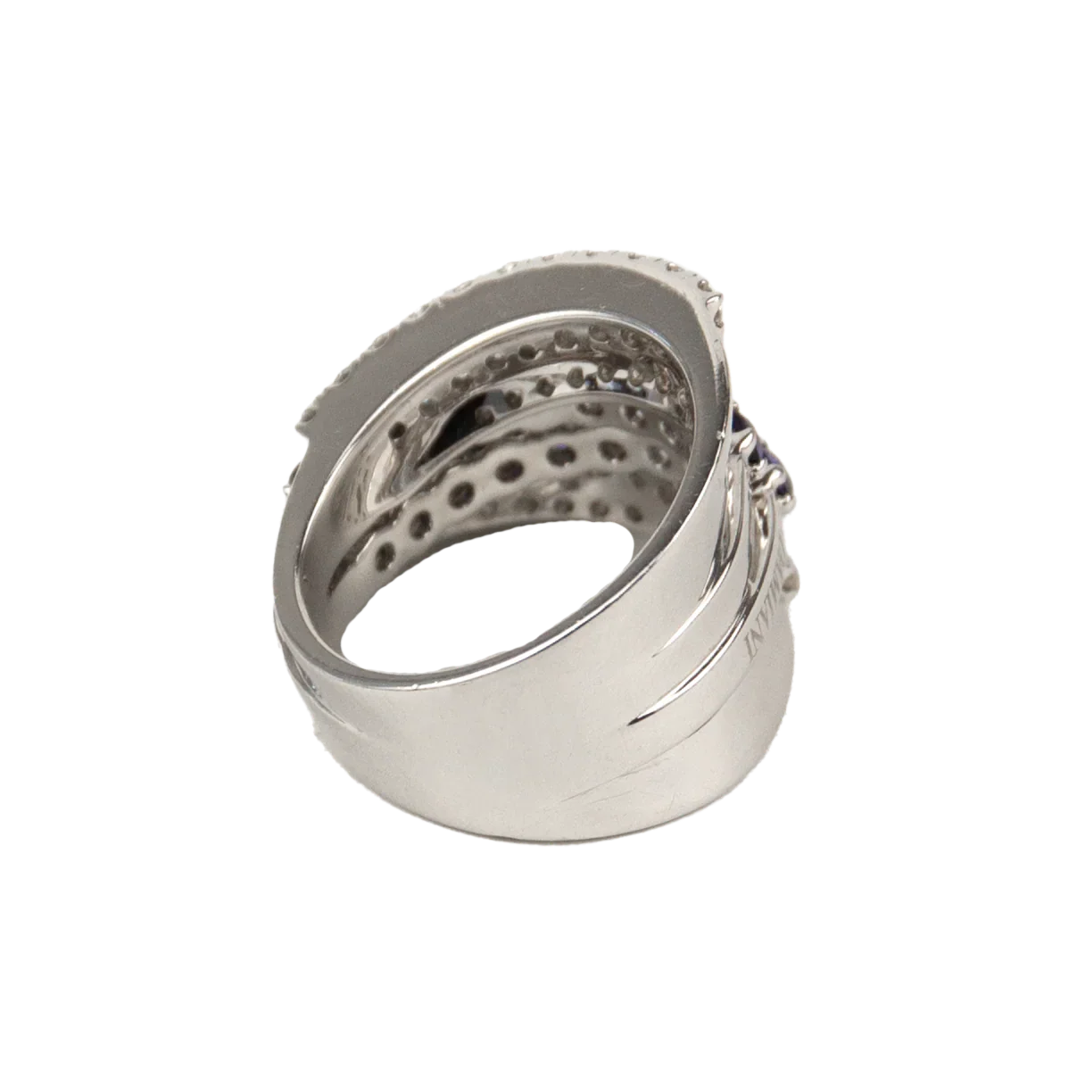 Damiani 18K White Gold Diamond & Blue Sapphire Lady's Ring - Image 2