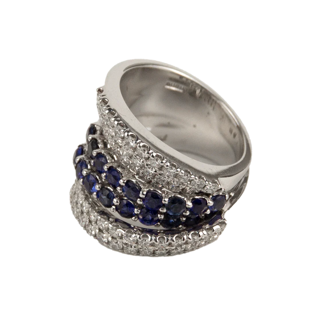 Damiani 18K White Gold Diamond & Blue Sapphire Lady's Ring - Image 3