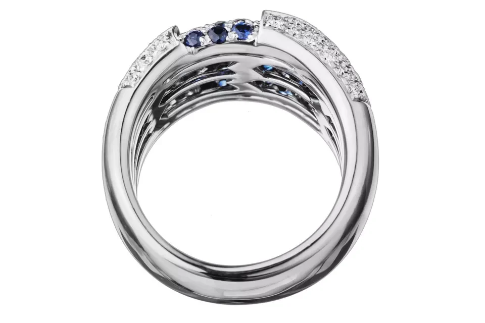 Damiani Fiordi White Gold & Diamonds & Sapphires Ladies Ring - Image 4