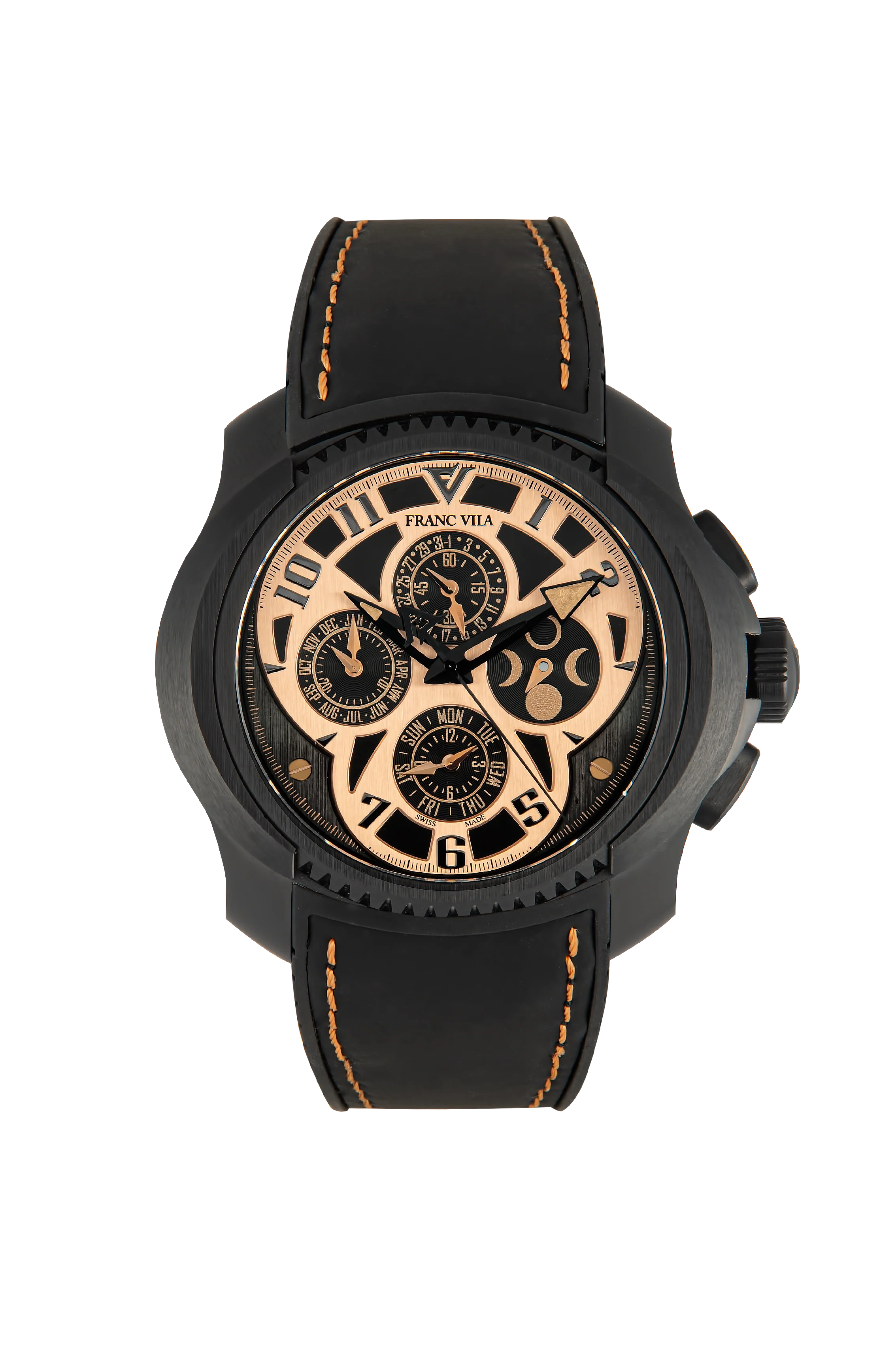 Franc Vila Intrepido Quantième Simple Black Gold Men’s Watch