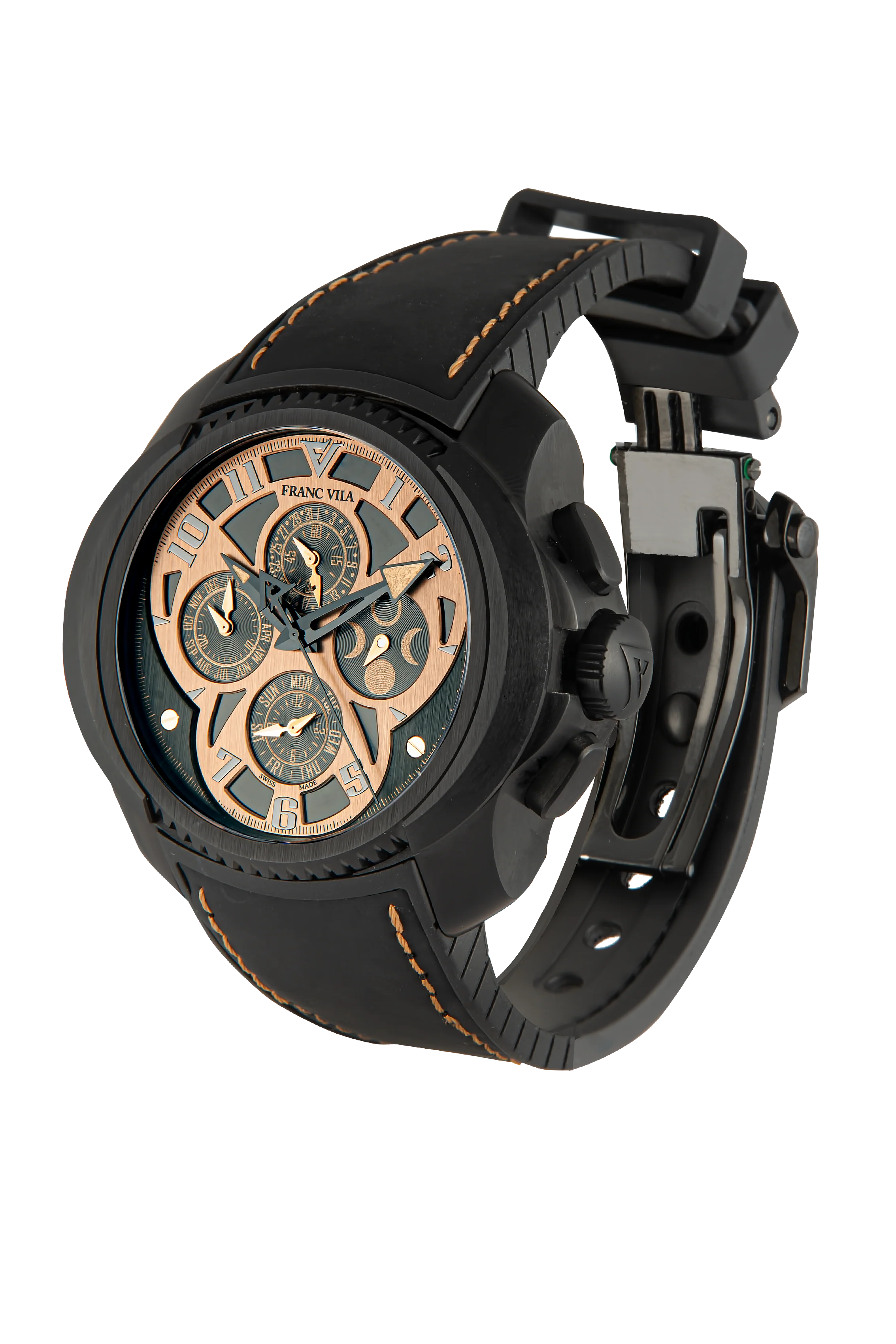Franc Vila Intrepido Quantième Simple Black Gold Men’s Watch - Image 2