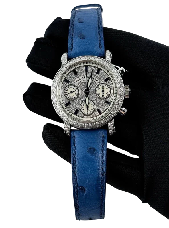 Franck Muller Master of Complication Chronograph 18K White Gold & Diamonds & Sapphires Unisex Watch - Image 2
