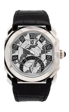 Gerald Genta Octo Biretro 18K White Gold & Diamonds Men's Watch