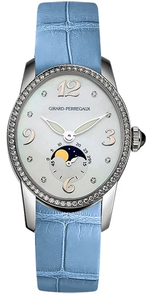 Girard Perregaux Worldtimer Moon Phase 18K White Gold & Diamonds Lady's Watch