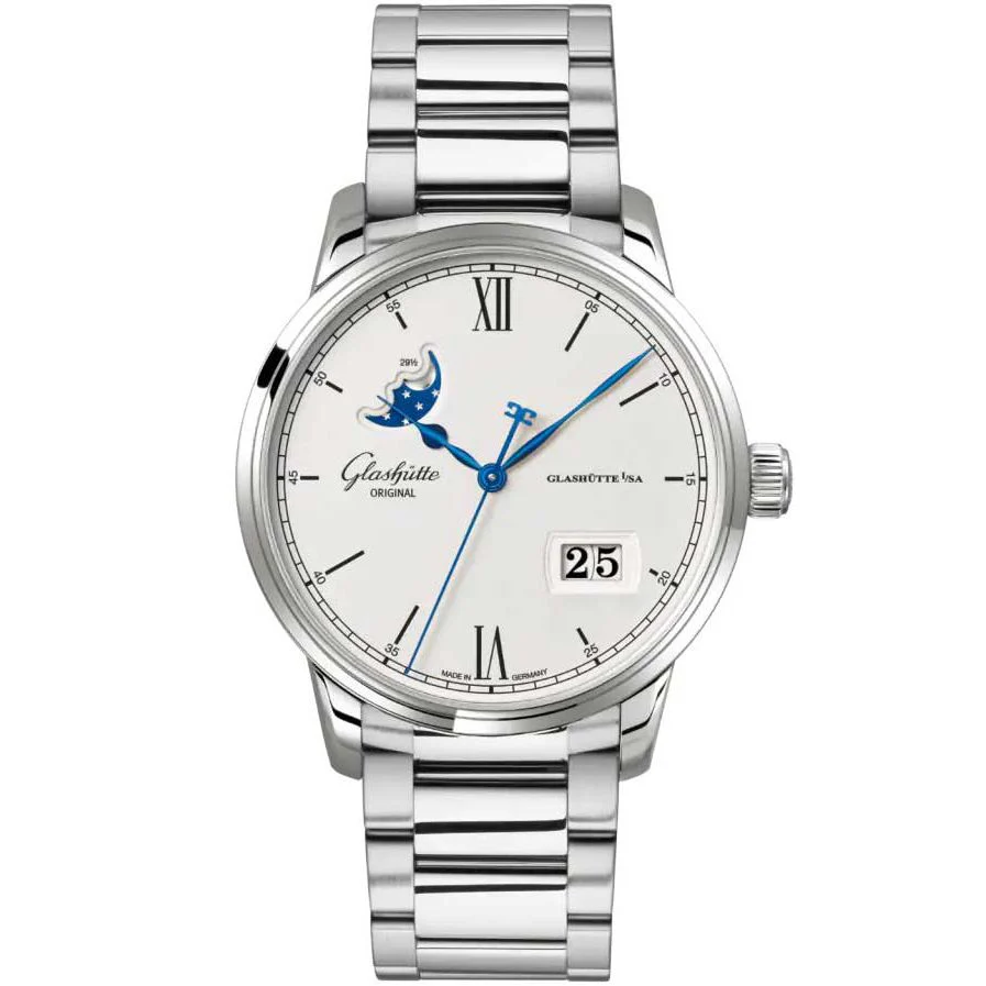 Glashutte Original Senator Excellence Panorama Date Moon Phase Stainless steel Men's Watch
